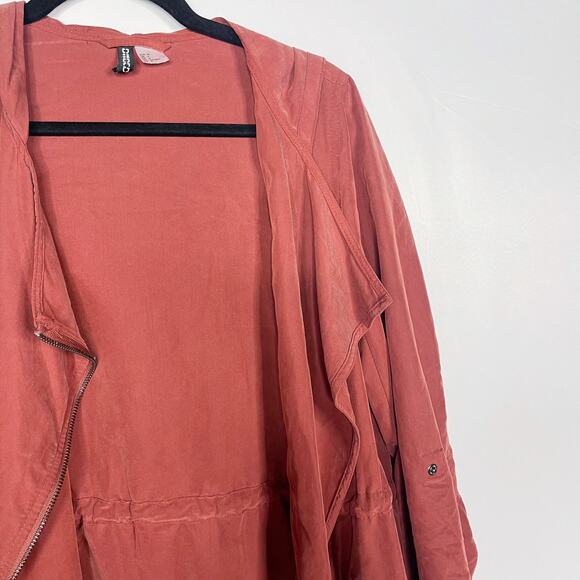 H&M Divided Womens 6 Brick Orange Lightweight Utility Jacket Drape 3/4 Sleeve - Picture 3 of 10